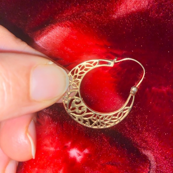 M14K REAL GOLD HANDMADE DIME SIZE CUBAN HOOP EARRINGS - Picture 4 of 13